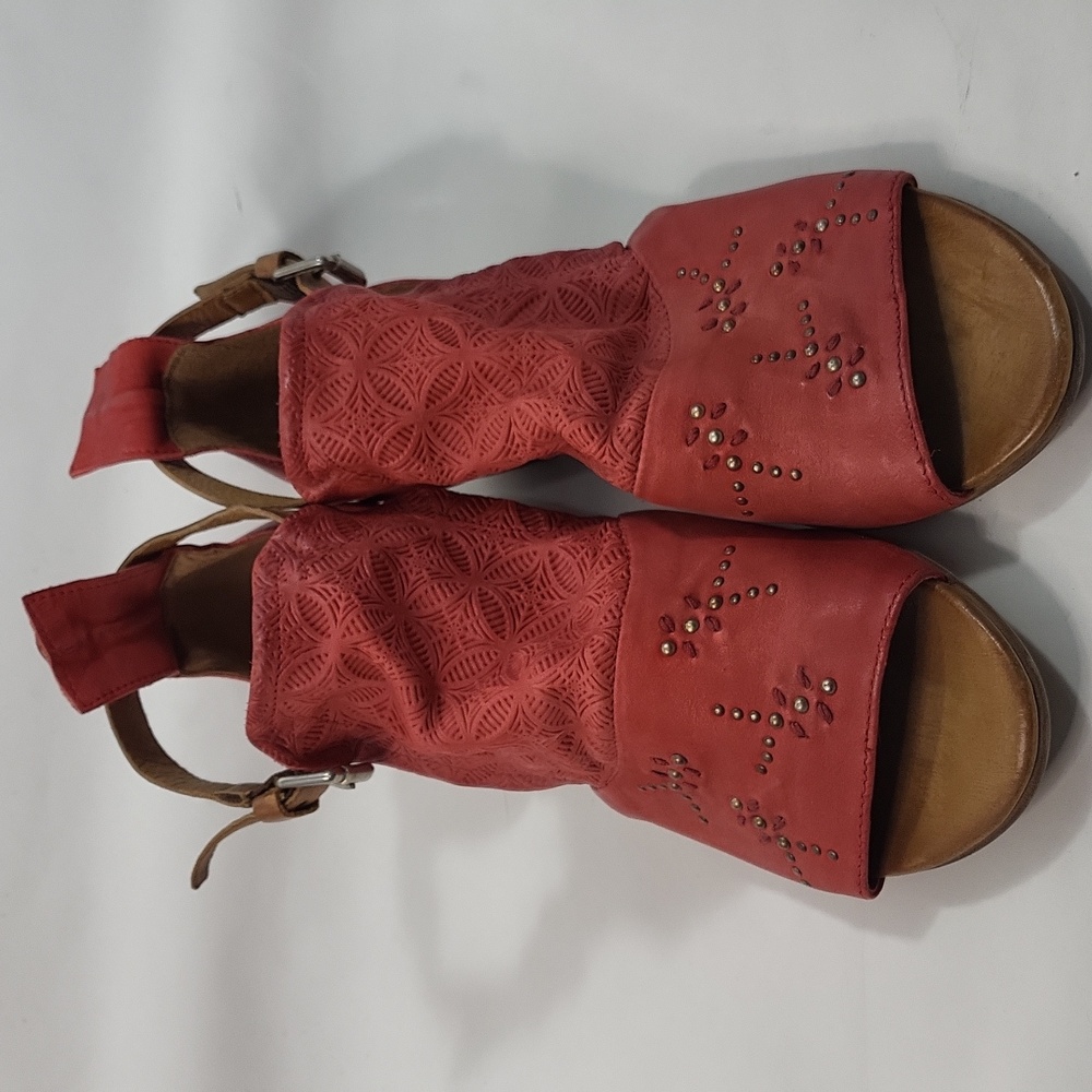 Miz Mooz Red Suede Open-Toe Studded Sandals - Picture 2 of 7
